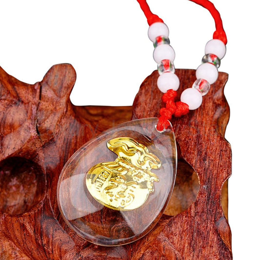 Transparent Auspicious 18k Gold Money Bag Charm Necklace - image 2