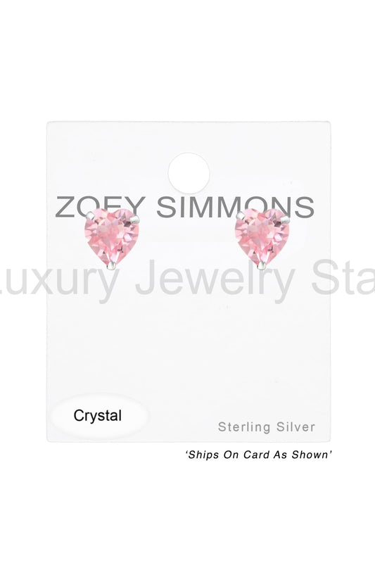 Sterling Silver Heart Ear Studs With Genuine Crystals - SS - image 2