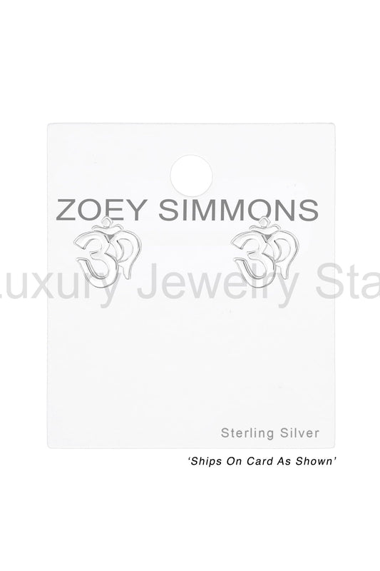 Sterling Silver Om Symbol Ear Studs - SS - image 2
