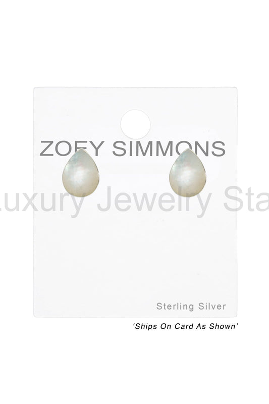 Sterling Silver Pear Ear Studs With Imitation Stone - SS - image 2
