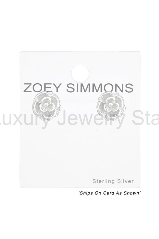 Sterling Silver Rose Ear Studs - SS - image 2