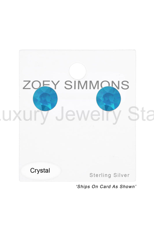 Sterling Silver Round Ear Studs With Genuine Crystals - SS - image 2