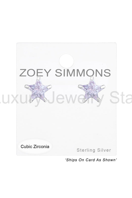Sterling Silver Star 7mm Ear Studs With Cubic Zirconia - SS - image 2