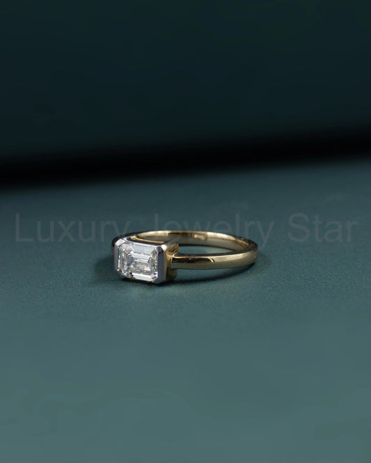 1.01 CT Emerald Cut Bezel-Set Lab-Grown Diamond Solitaire Ring - image 2
