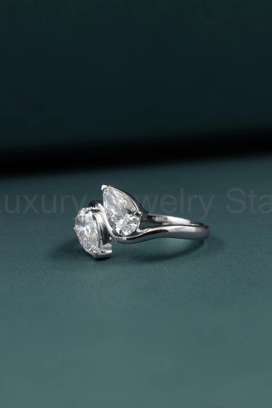 2.00 CTW Pear Cut Toi et Moi Lab-Grown Diamond Open Ring - image 2