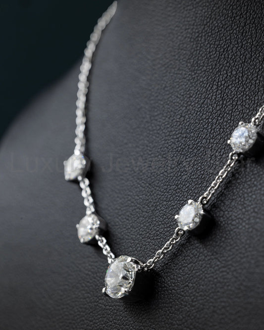 3.83 CTW Round CVD Lab-Grown Diamond Station Necklace - image 2