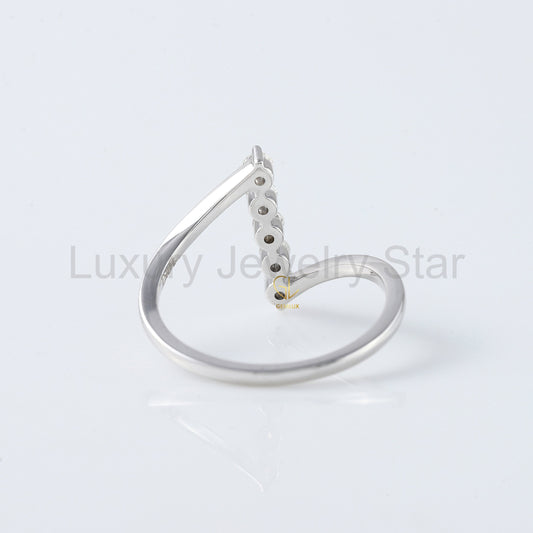 Round Cut Moissanite Diamond Five Stone Bypass Ring - image 2