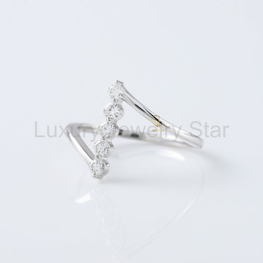 Round Cut Lab Grown Diamond Five Stone Bypass Ring - image 2