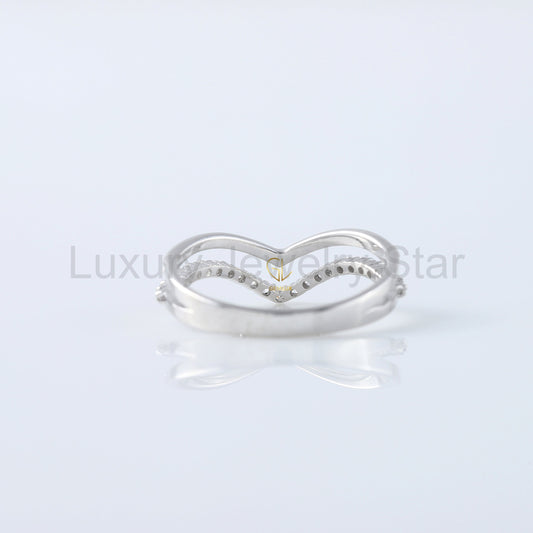 Round Cut Moissanite Diamond Chevron Wedding Band - image 2