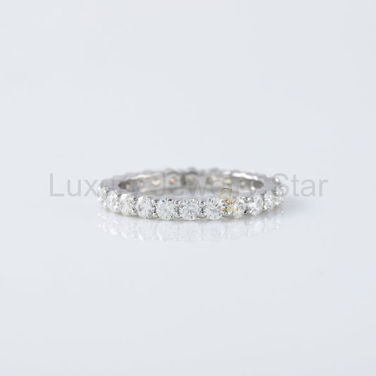 Round Cut Lab grown Diamond Eternity Band - Matching Band - image 2