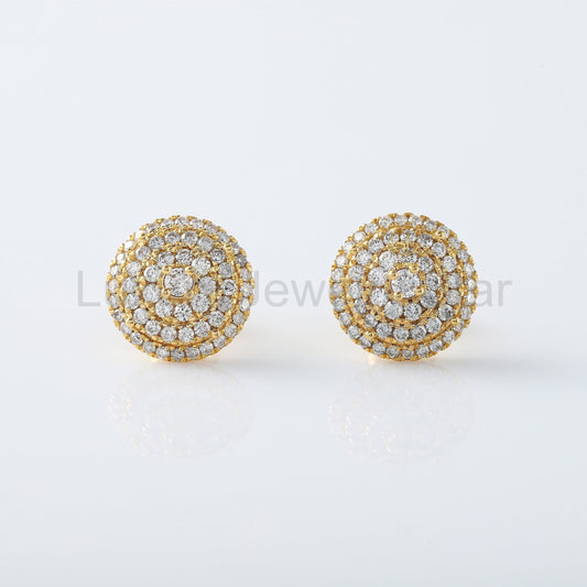 Round Cut Lab Grown Diamond Cluster Stud Earrings - image 2