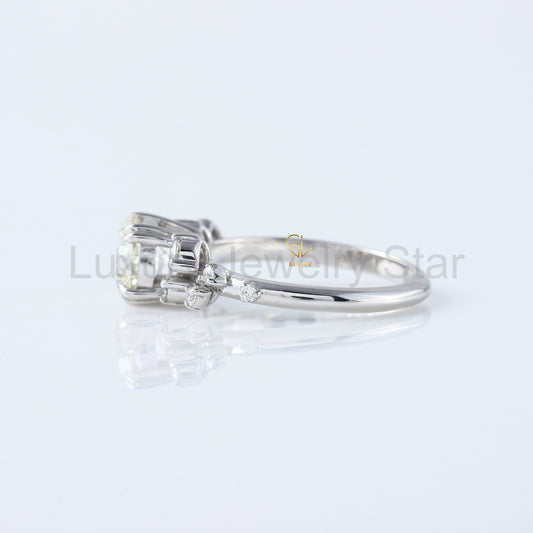 Round Cut Lab Grown Cluster Scattered Diamond Ring - image 2