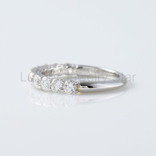 Round Cut Lab Grown Diamond Half Eternity Wedding Band - image 2