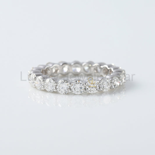 Round Cut Lab Grown Diamond Eternity Wedding Band - image 2