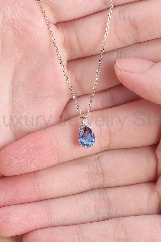 Princess Pear Cut Alexandrite Necklace - image 2