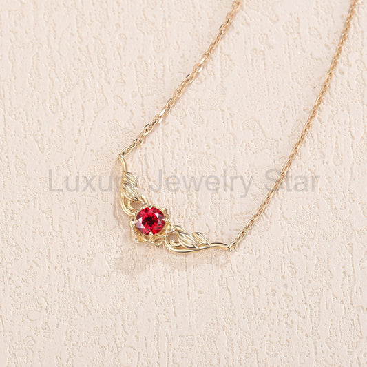 Natural Inspired Round Cut Ruby Flora Necklace - image 2