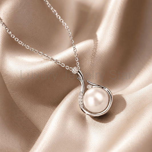 Elegant Pearl Swirl Pendant Necklace - image 2