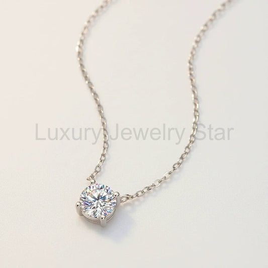 1.0ct Round Moissanite Solitaire Necklace - image 2