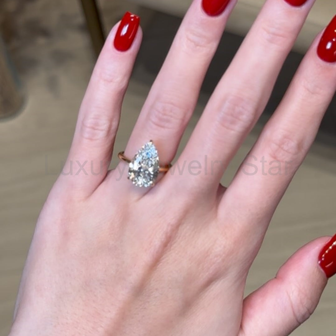 Refined Hidden Halo Pear Cut 4.0ct Engagement Ring In Sterling Silver - image 5