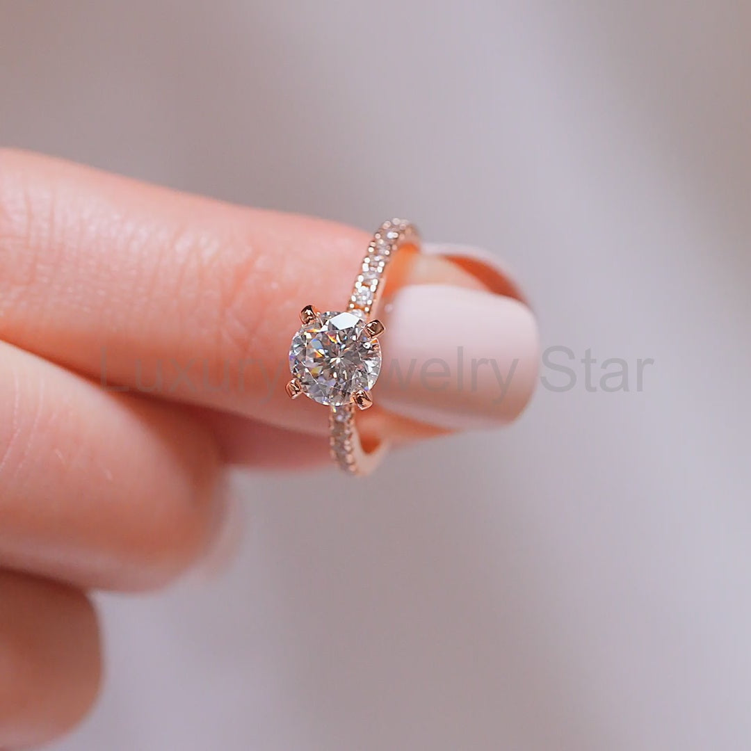 Resplendent Round Cut 1.2ct Pave 925 Sterling Silver Wedding Ring Set - image 7