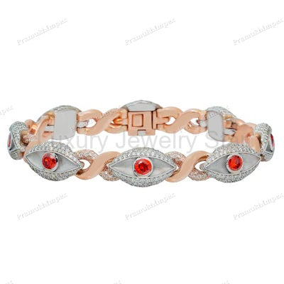 Rose Gold Plated Infinity Evil Eye Moissanite Bracelet - image 2