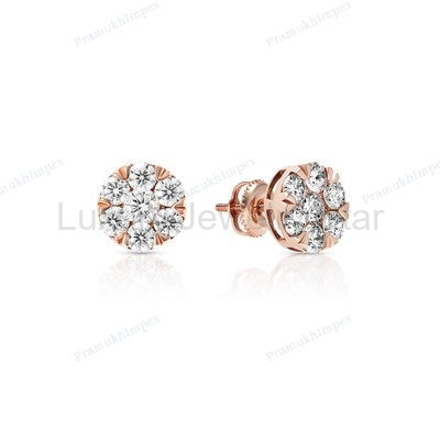 Rose Gold Plated Round Shape Diamond Small Earring - image 2