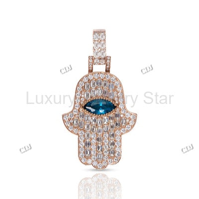 Rose Gold Plated Moissanite Silver Hand Pendant for Girl - image 2