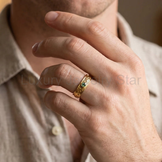 Cernunnos’ Antler | Moss Agate Men‘s Band