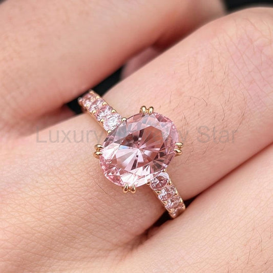 Isabella’s Promise | 3CT Oval Vintage Pink Sapphire Engagement Ring