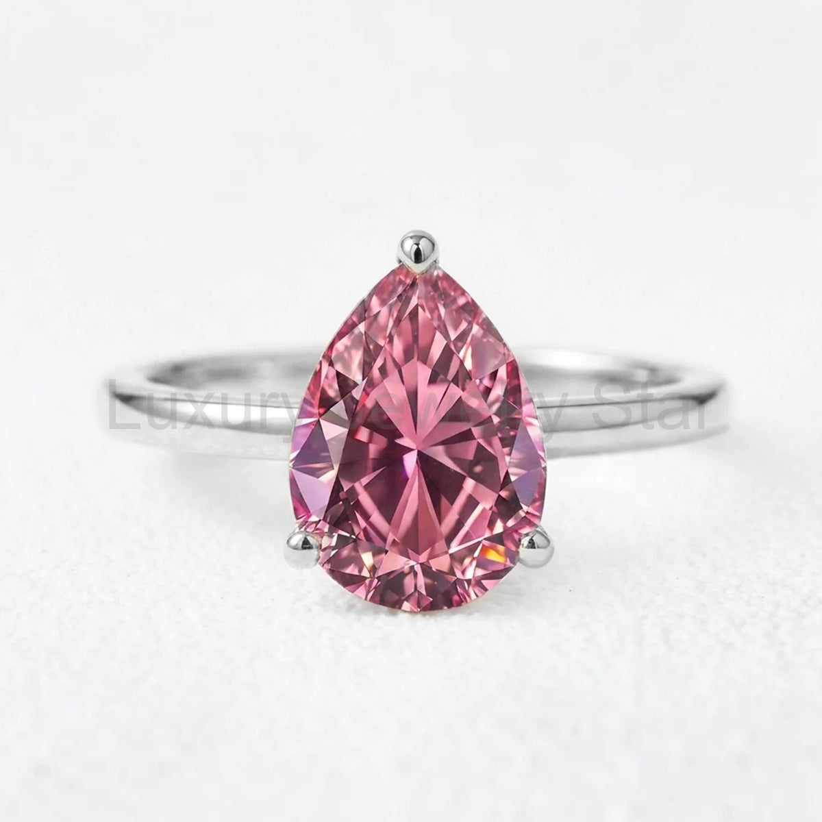 Celina's Reverie | 3CT Pear Cut Pink Sapphire Solitaire Engagement Ring - image 5