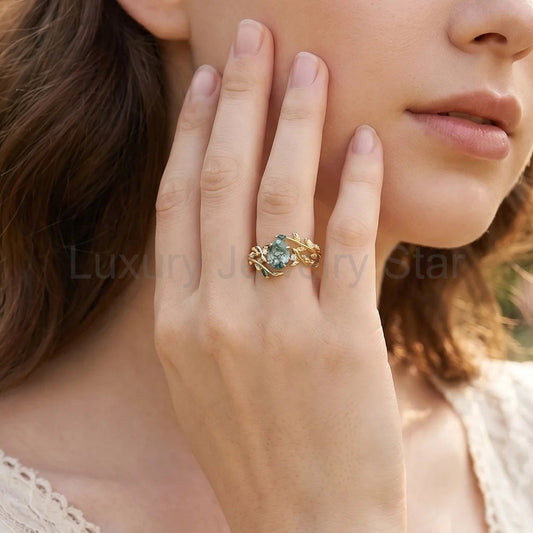 Adela’s Canopy | Moss Agate Leafy Bridal Set 2pcs - image 2