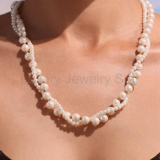 Designer Double Pearl Necklace for Elegant Layering - image 2