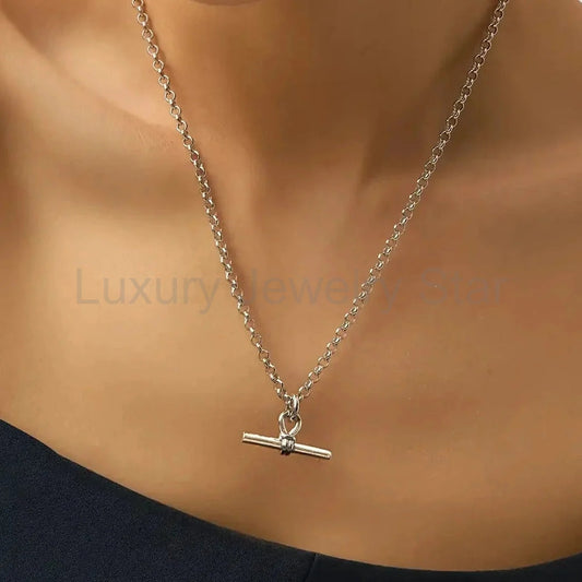 The T-Bar Link | White Gold Plated Chunky Silver Chain Necklace - image 2