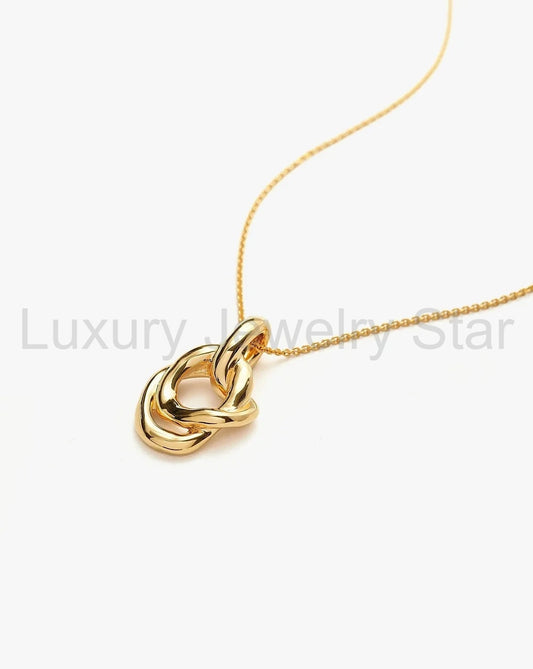 18K Gold Vermeil Molten Twisted Double Pendant Necklace - image 2