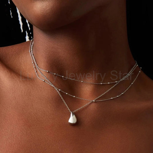 Savi Droplet Pendant & Double Necklace Set | Sterling Silver - image 2