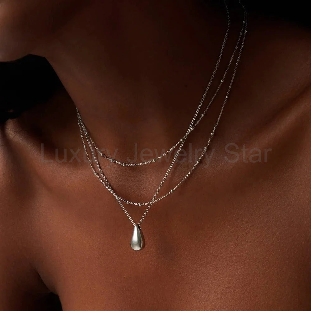 Savi Droplet Pendant & Double Necklace Set | Sterling Silver - image 6