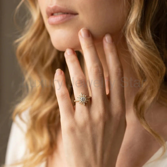 Astra’s Radiance | 1CT Round Diamond Halo Engagement Ring