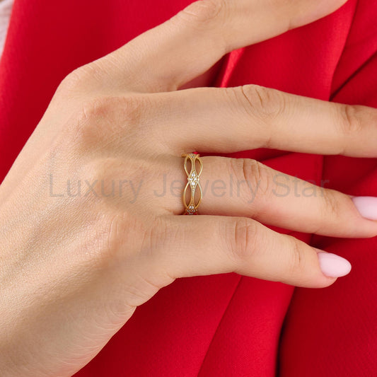14k Gold Dainty Celtic Ring | Diamond Irish Knot Wedding Band | Vintage Viking-Inspired - image 2