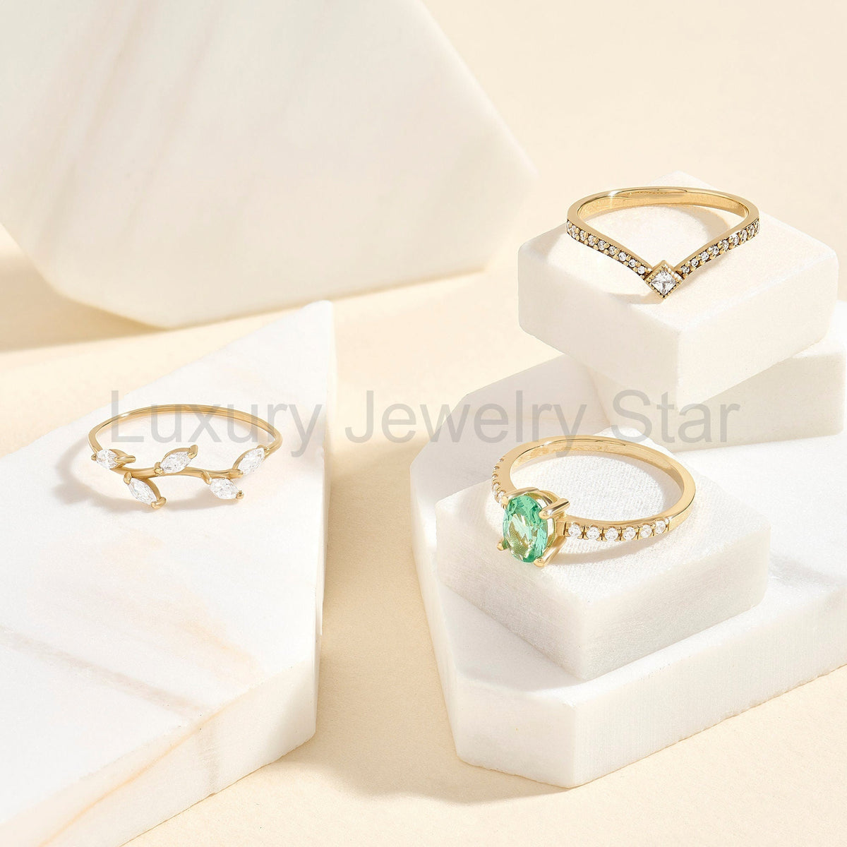 Marquise Diamond Leaf Ring – 14k Solid Gold Vine Floral Band | Nature-Inspired Stackable - image 9