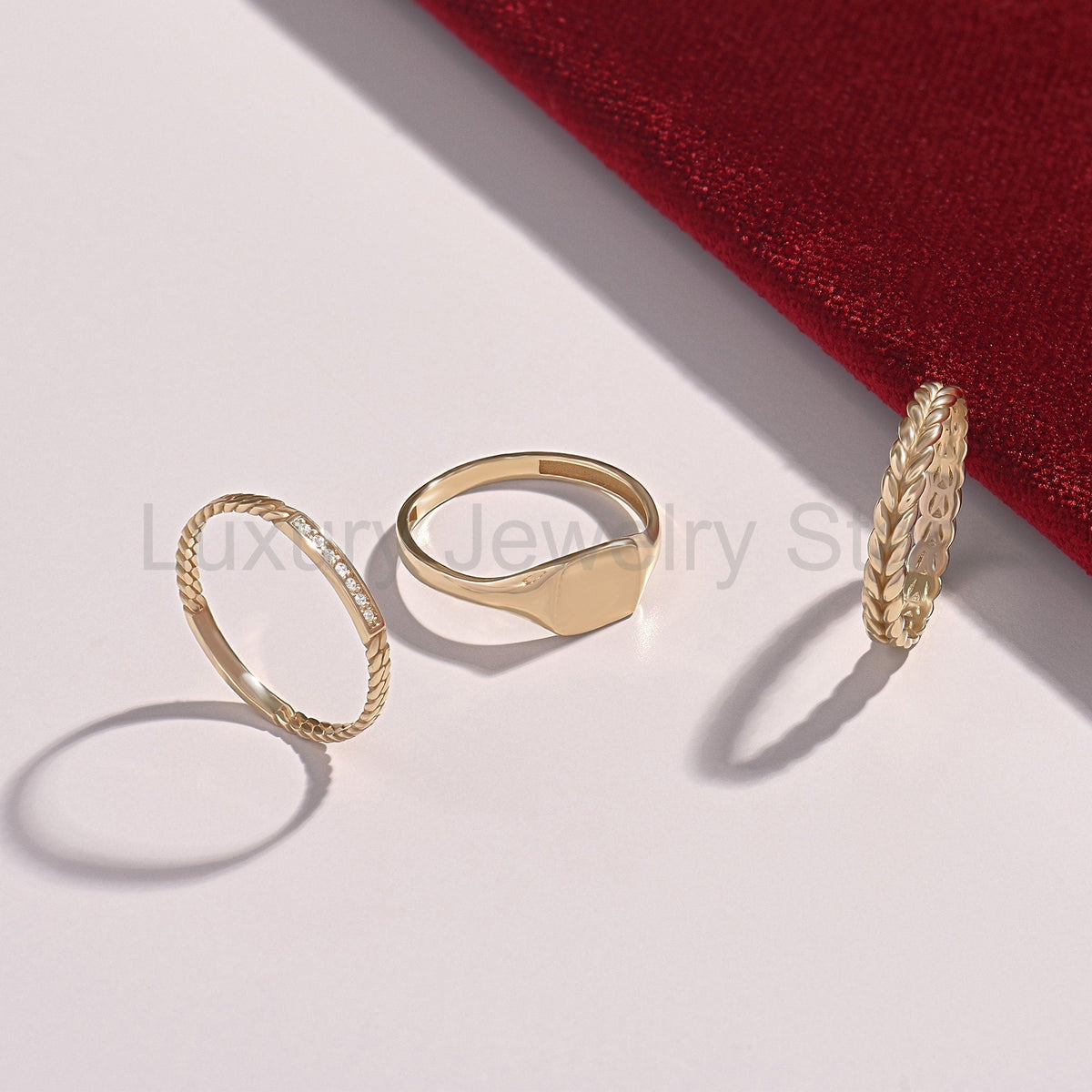 Nature-Inspired Wheat Ring 14K Gold – Unisex Floral Texture Gold Band - image 10