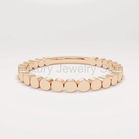 14K Solid Gold Stacking Bead Ring – Minimalist Delicate Gold Bead Band - image 2