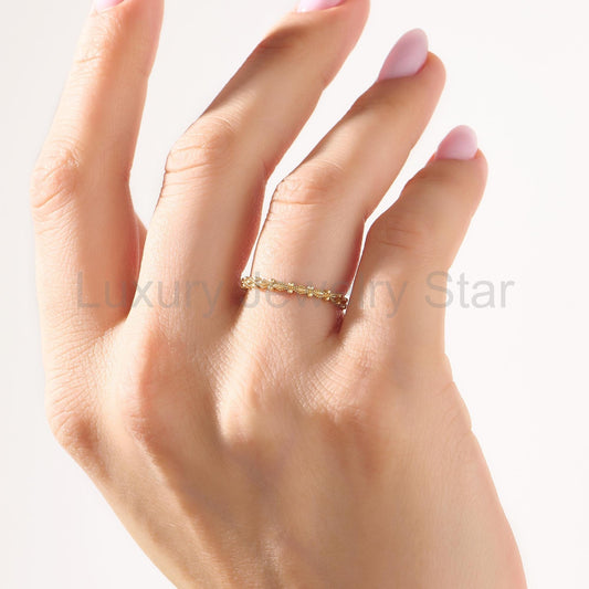 Dainty Milgrain Wedding Ring 14k Gold – Art Deco Minimalist Band, Handmade Stackable - image 2