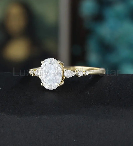 Oval Cut Moissanite Engagement Ring Solid Gold Anniversary Ring Diamond Wedding Ring rose - image 2