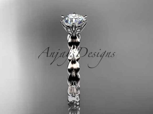 1 Carat Round Brilliant Lab Grown Diamond Nature Inspired Engagement Ring Leaf Dainty Nature Proposal Ring
