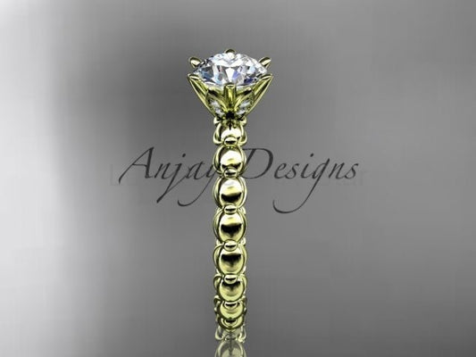 Dainty Minimalist 1 Carat IGI Certified Round Cut Lab Grown Diamond Engagement Ring Petite Band Nature Inspired