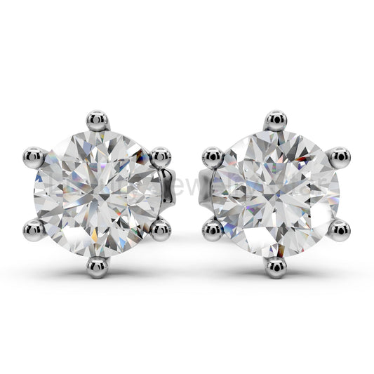 Lab Grown Diamond Stud Earrings 14k Solid Gold 6 Prong Diamond Earrings Women VS1 Clarity IGI Certified