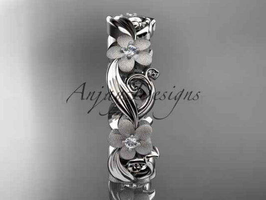 Diamond Flower Ring Nature Inspired Wedding Band Lab Grown Diamond