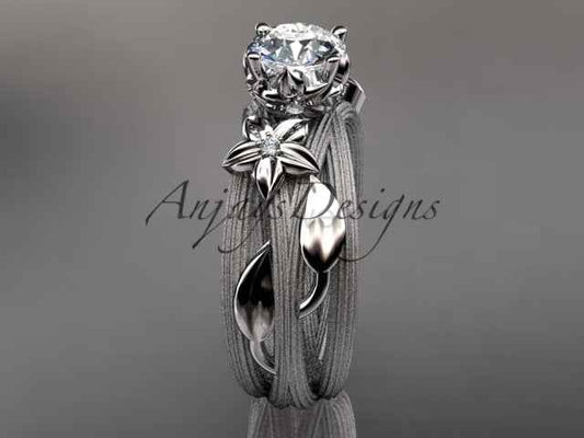 Floral Lab Grown Diamond Engagement Ring Leaf Vine 1 CT IGI Certified Diamond Ring Nature Inspired
