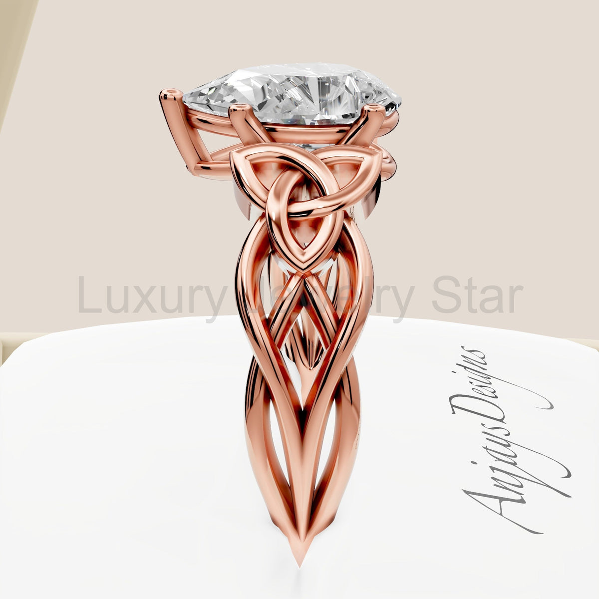 Celtic Engagement Ring 2 Carat Pear Cut Lab Grown Diamond Solitaire Ring - image 11