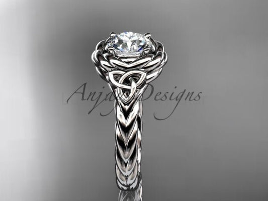 Twisted Band Rope Wedding Ring Celtic Round Lab Grown Diamond Solitaire Engagement Ring